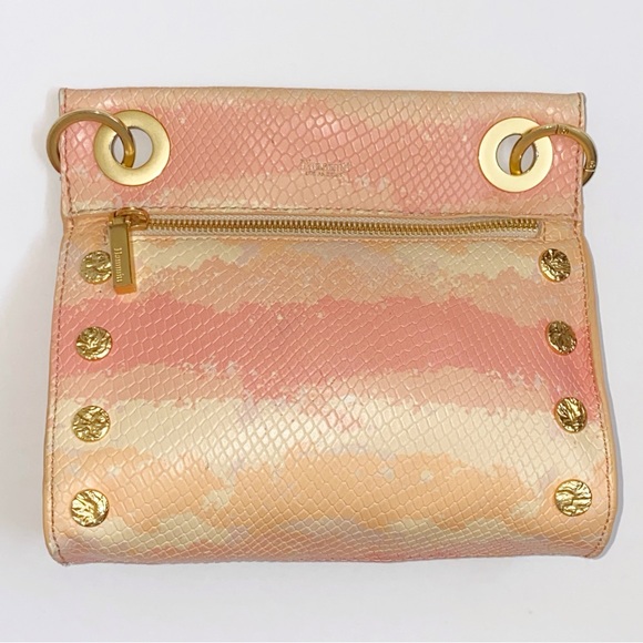HAMMITT LOS ANGELES CORAL PINK GOLD HIMALAYAN SNAKE TONY CROSSBODY PURSE - Picture 2 of 15